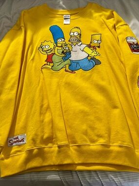 Yellow The Simpsons Crewneck Sweatshirt with Family Graphic